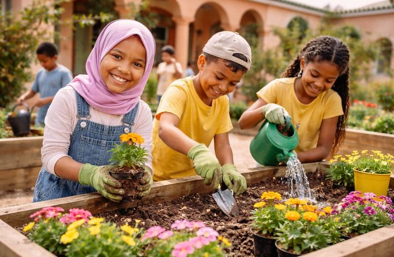 School garden activity for children