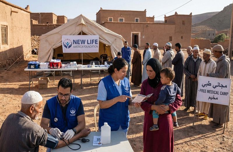 Doctors providing free medical consultations during a community health camp